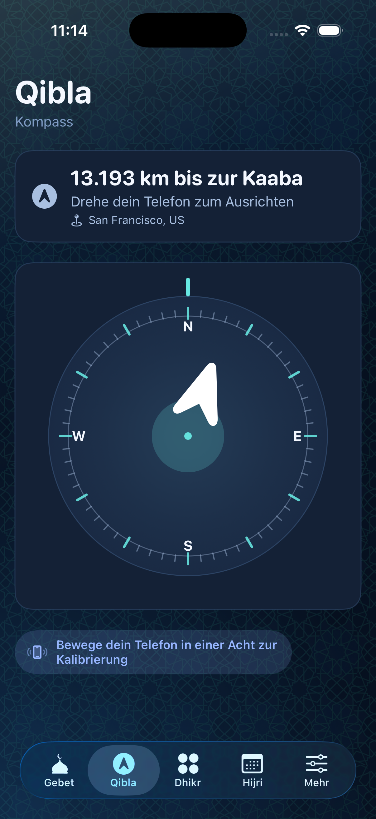 Qibla Compass Display